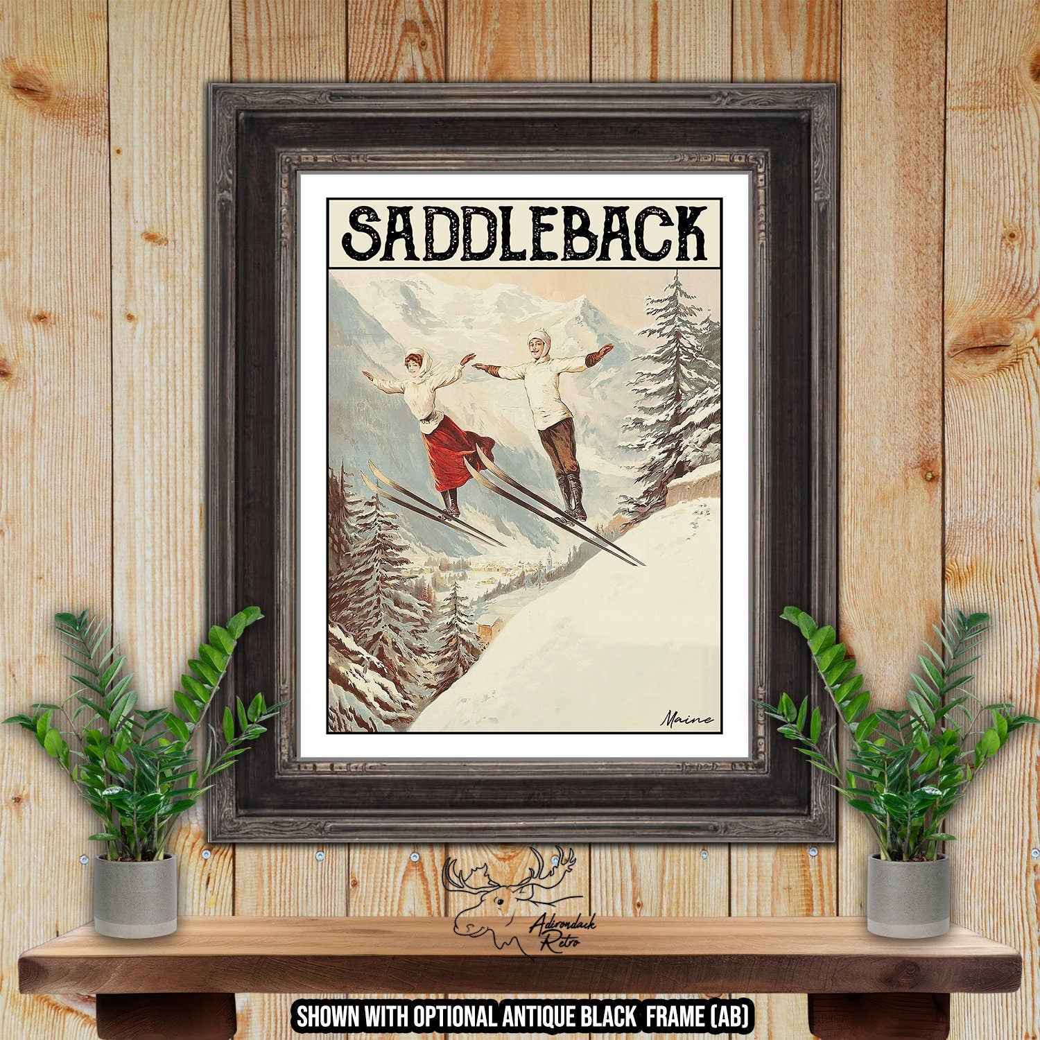 Saddleback Maine Retro Ski Resort Art Print at Adirondack Retro