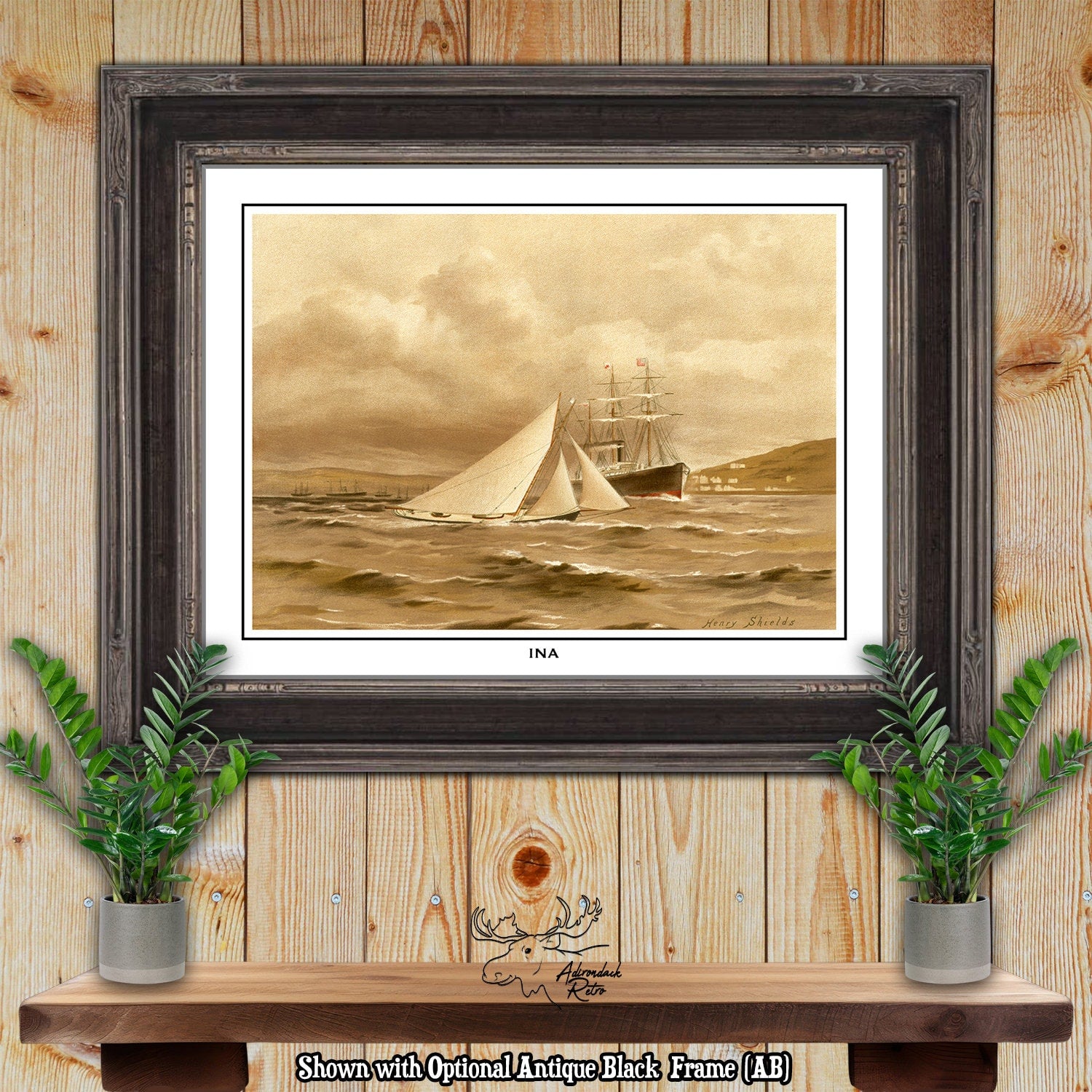 Clyde Yacht Ina by Henry Shields Giclee Fine Art Print at Adirondack Retro