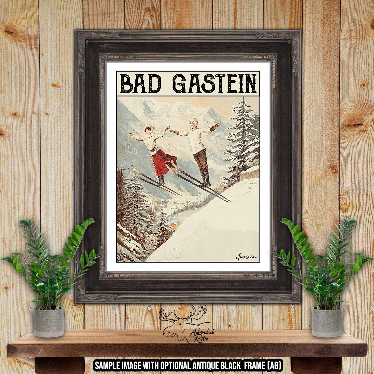 Bad Gastein Austria Retro Ski Resort Art Print at Adirondack Retro