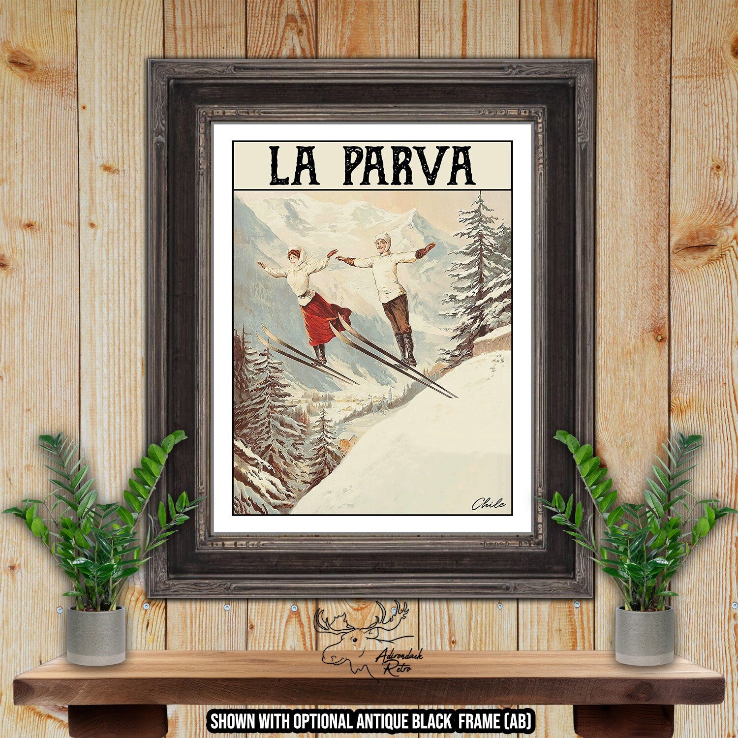 La Parva Chile Retro Ski Resort Print at Adirondack Retro