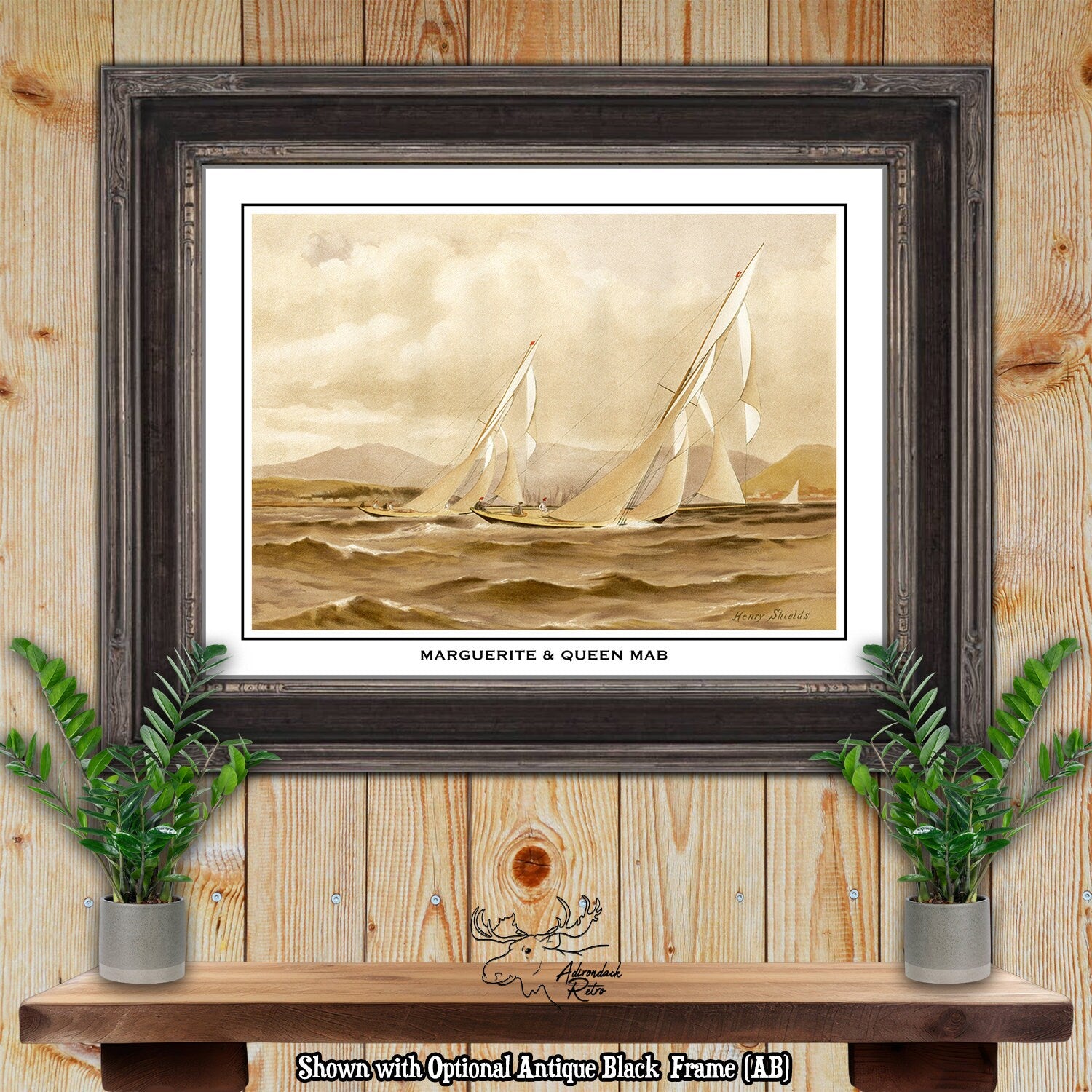 Clyde Yacht Marguerite and Queen Mab by Henry Shields Giclee Fine Art Print at Adirondack Retro
