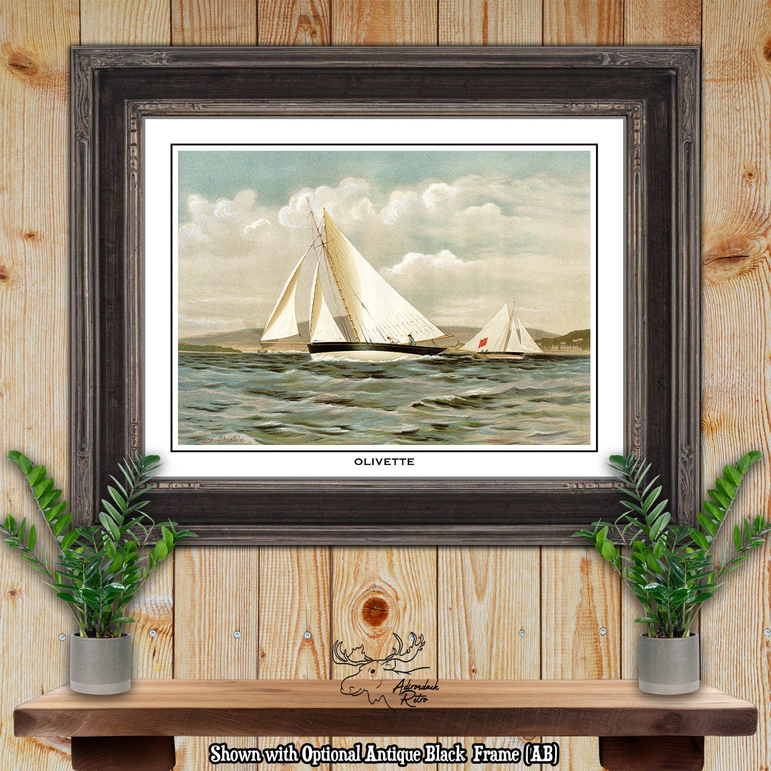 Clyde Yacht Olivette by Henry Shields Giclee Fine Art Print at Adirondack Retro